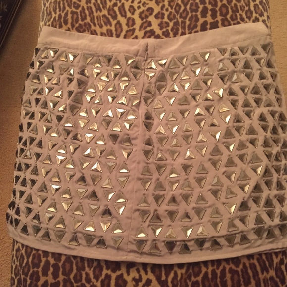 Topshop Lavender Grey Toned Mini Short Skirt with Jems Stones Sz US 10 - Picture 4 of 5